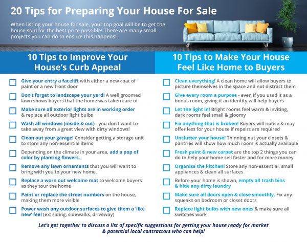 20 Tips For Preparing Your House For Sale | MyKCM