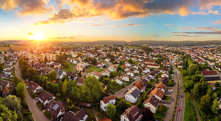 fish eye view of housing community