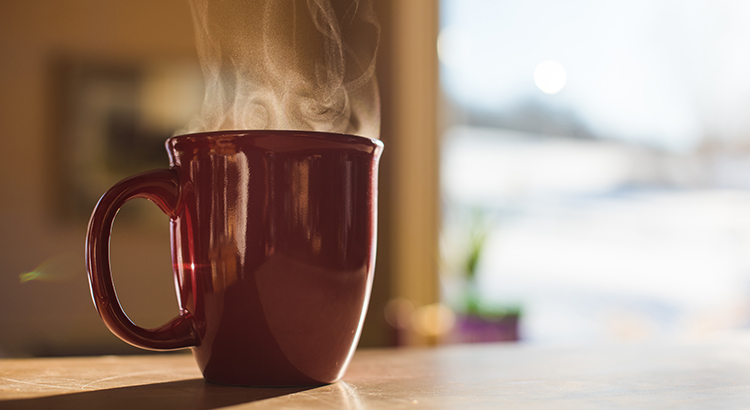 steaming coffee mug 